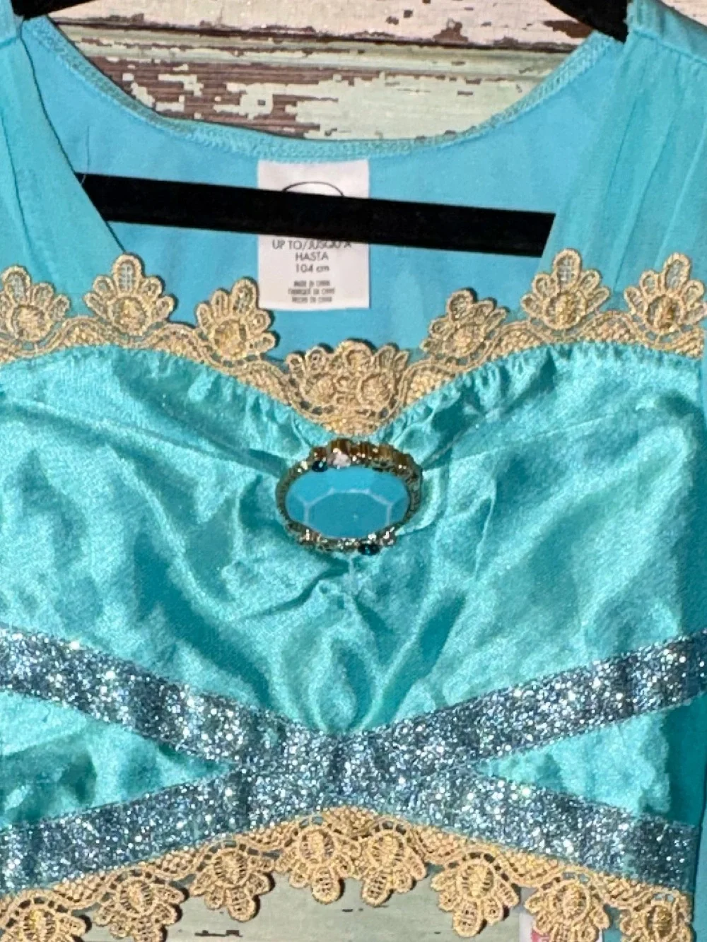 Disney Light Aqua Dress Top with Black Trim